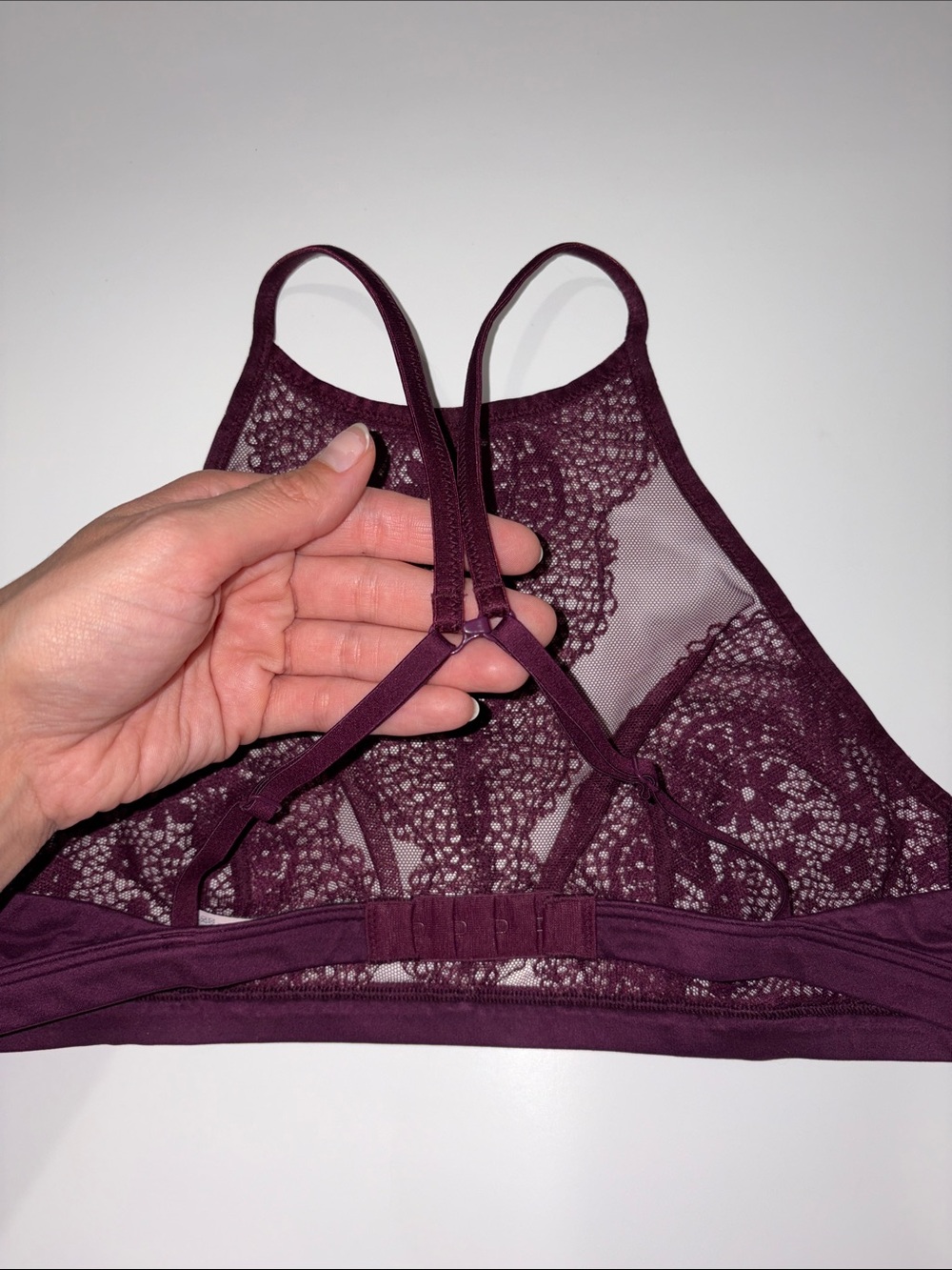 Aerie Lace High-Neck Bralette in Plum Sz M - Picture 3 of 5